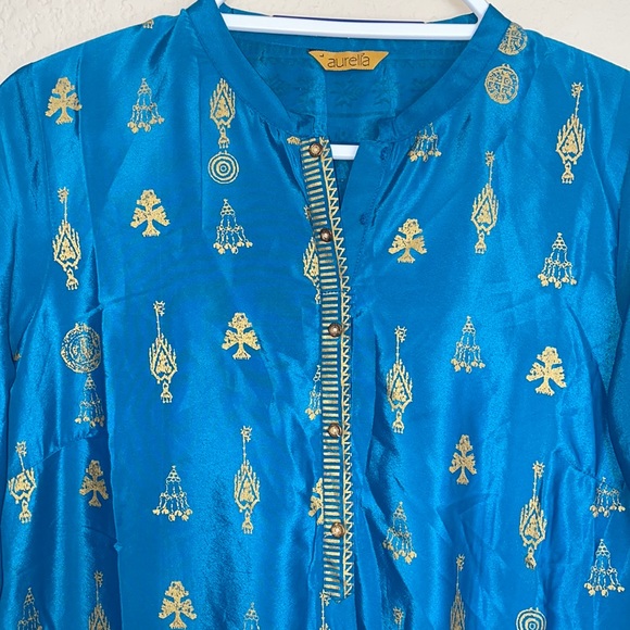 Turquoise colored Indian kurti - Picture 1 of 5